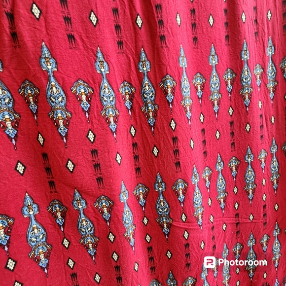 R. Vivimos Southwestern Aztec Print Button-Up Flowing Feminine Maxi Dress L - Picture 14 of 15